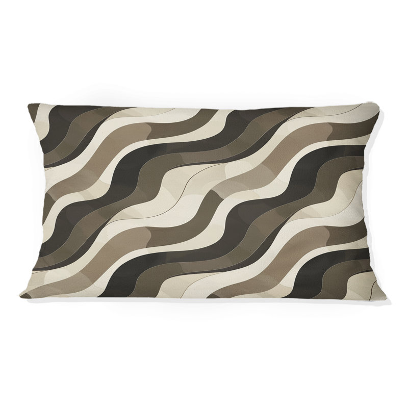 Coussin lombaire beige Mid-Century Wave Lines II - Mid-Century