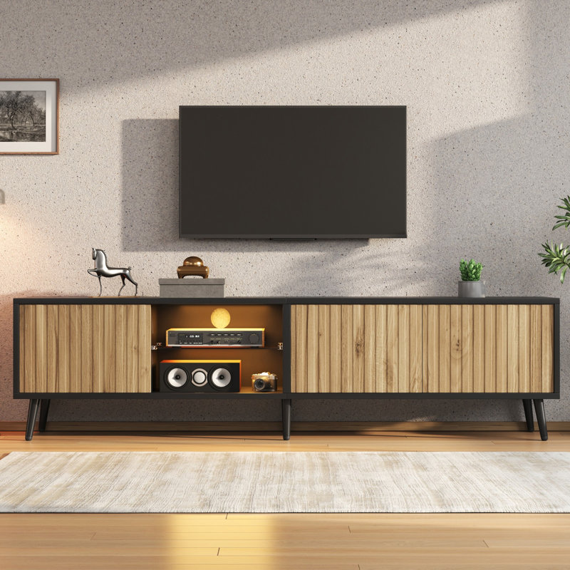 Unfinished TV Stand for TVs up to 75" with Fireplace Included