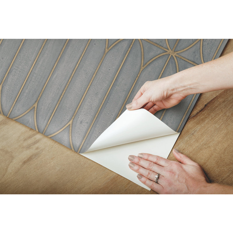 Geometric Peel & Stick Metallic Wallpaper Roll, Charcoal