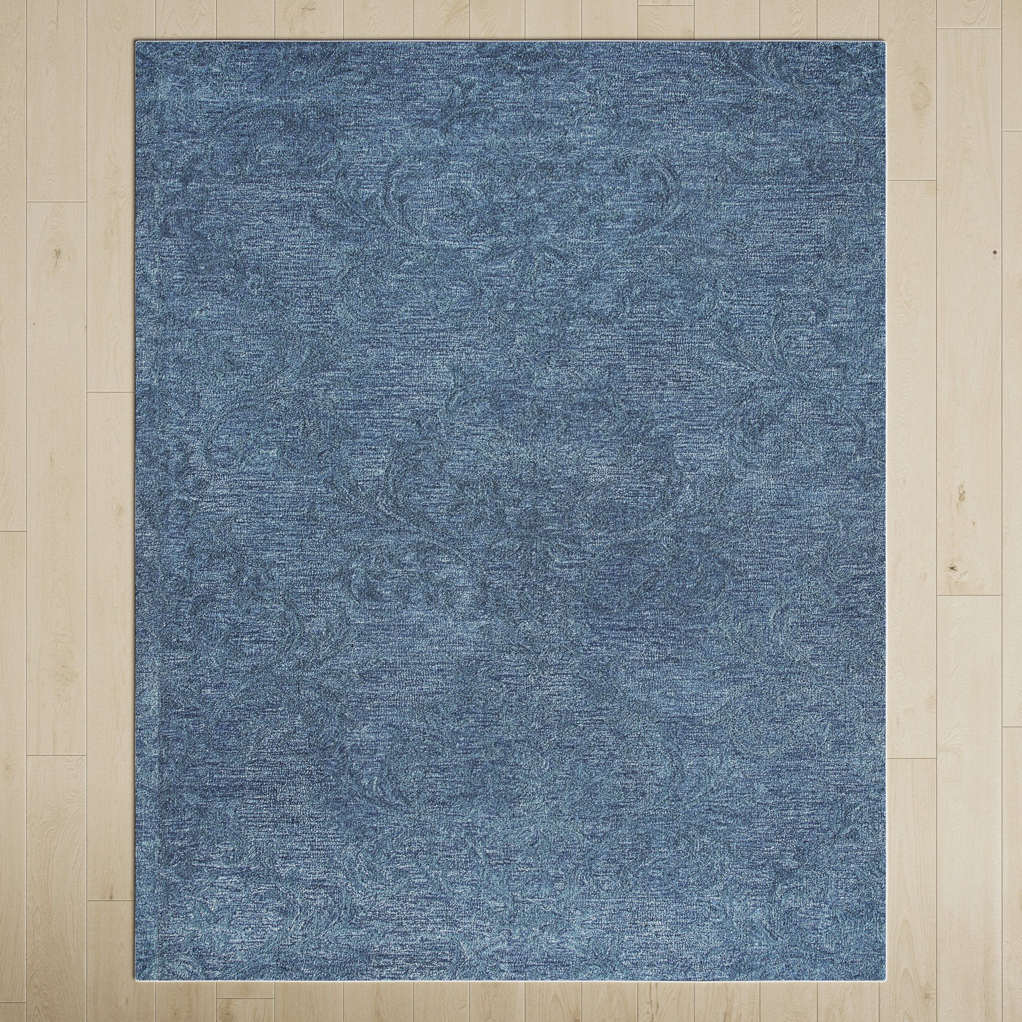 Blue 100% wool popular area rug 84 by 54