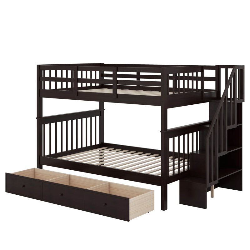 Full Over Full Bunk Bed With Drawer, Espresso