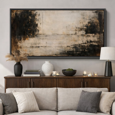 «Moody Neutral Abstract Landscape Style», photos de salon, impression sur toile encadrée