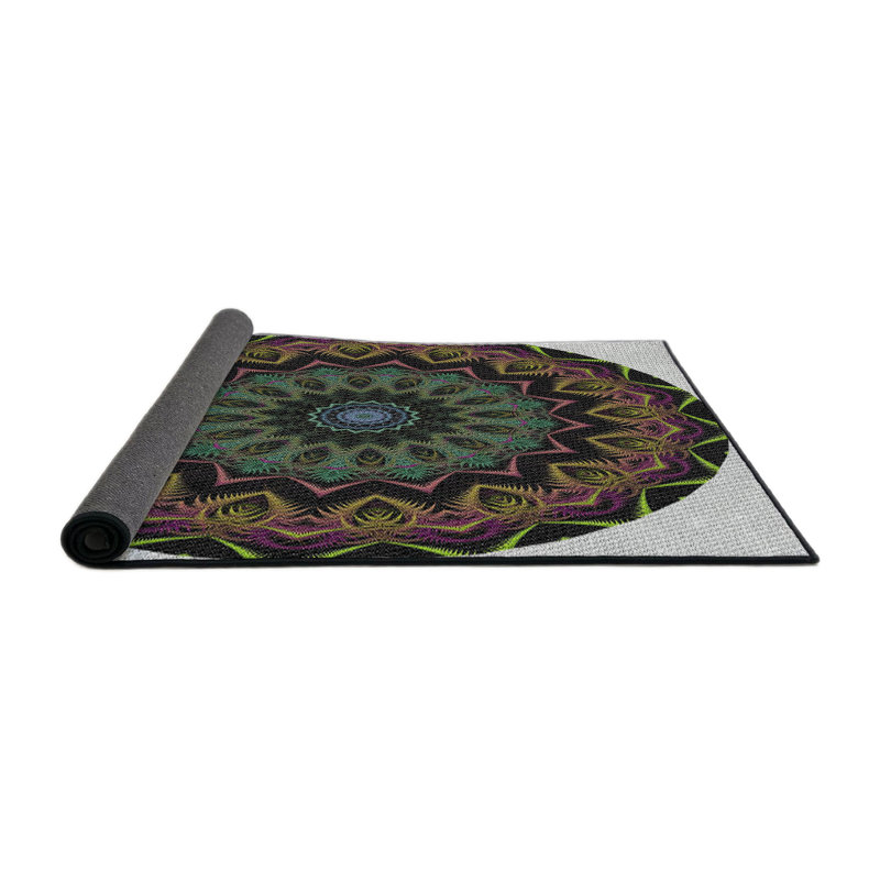 Tapis noir/vert/bleu, Rond 7 pi