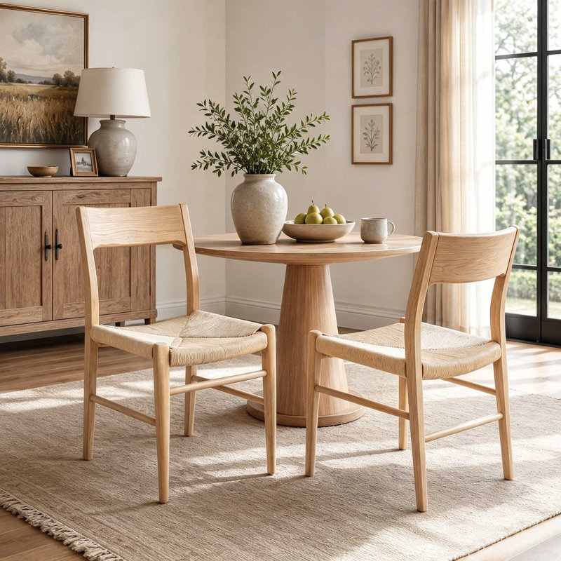 Ensemble de 2 chaises de salle à manger modernes en bois massif, Chêne clair
