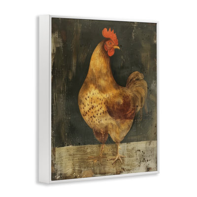  Poulet sur fond rustique, estampe numérique par LSR Design Studio