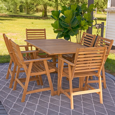 Ensemble repas d'extérieur en bois d'acacia 7 pièces Hatteras