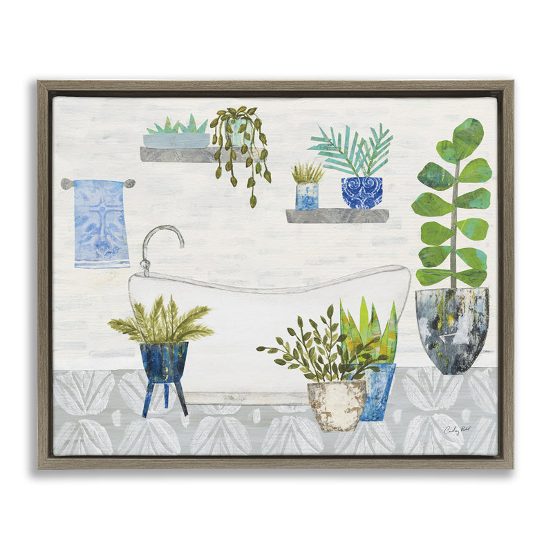  «Rustic Botanical Bathroom Floater Canvas» par Courtney Prahl, Cadre flottant orme Montalcino, H 17 po x l 21 po