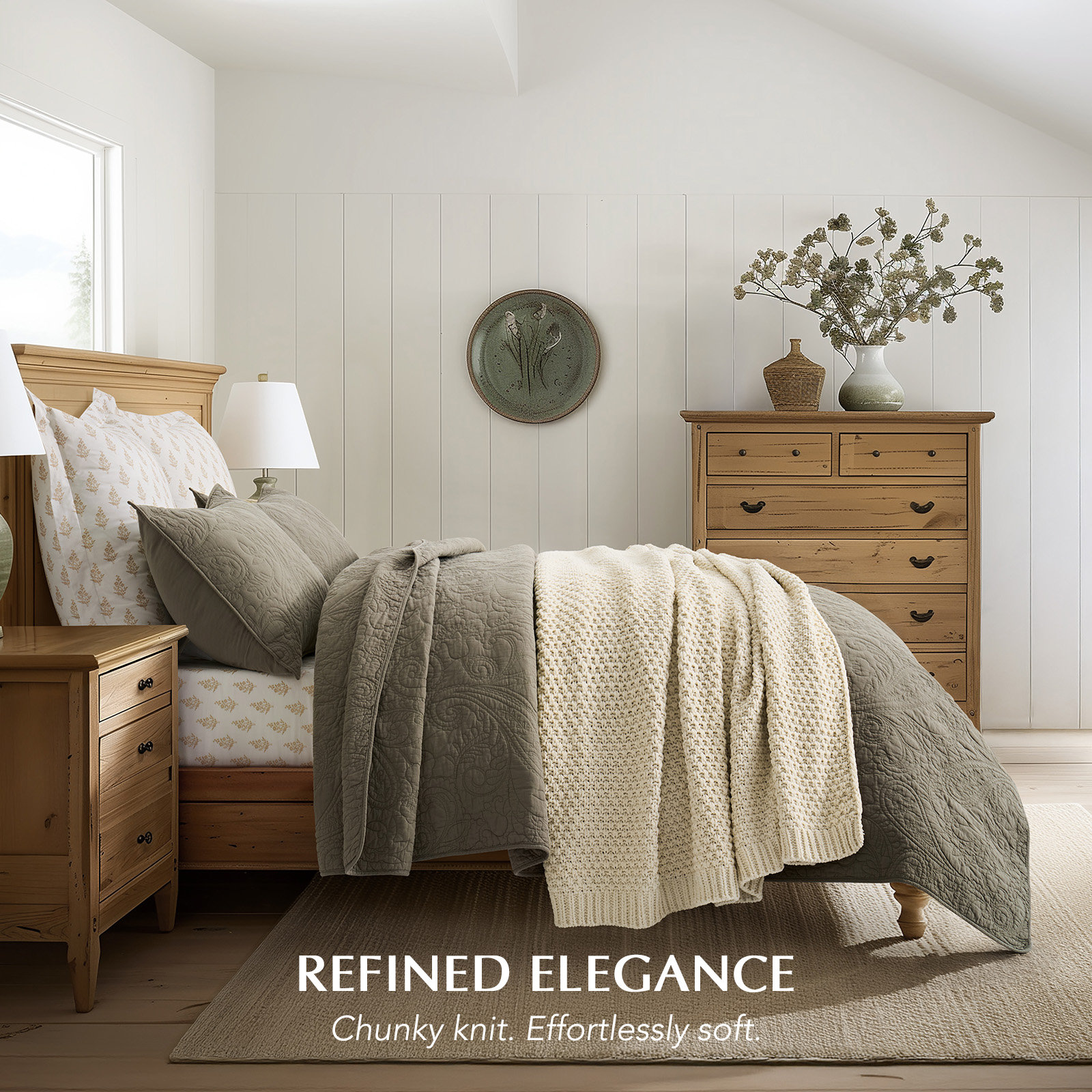 Chunky Chenille Weighted Throw Blanket, 80" L x 60" W, Beige