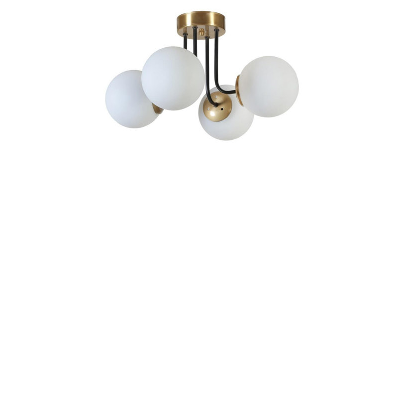 Chandle Flush Mount, Gold/White