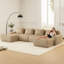 Canapé modulaire en forme de U de 146 po avec repose-pieds en velours côtelé beige-131415481