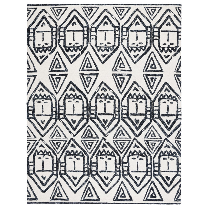 Tapis en laine et coton touffeté à la main Aon avec latex Southwestern, Rectangle 8 pi x 10 pi