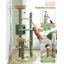 Arbre à chat cactus, grand arbre à chat pour chats d'intérieur, tour à chat pour grands chats, tour à plusieurs niveaux, condo avec hamac, grattoir, un