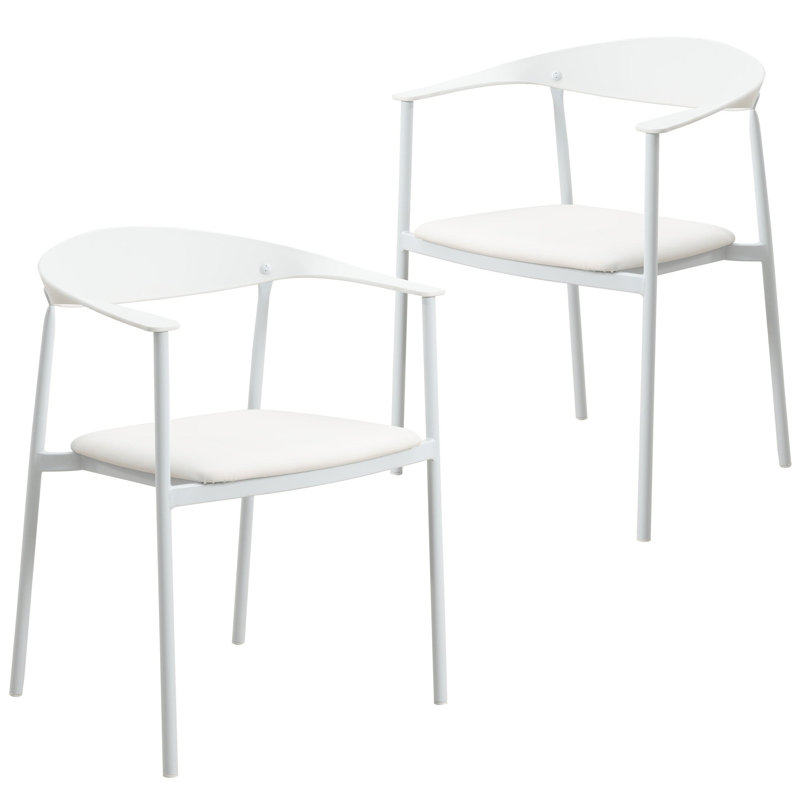 Fauteuil Ickenroth, Siège blanc / cadre blanc, Ensemble de 2
