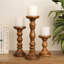 Ensemble de porte-bougie en bois de manguier 12 po 12 po - Ensemble rustique 3 pièces pour bougies DEL-760302281