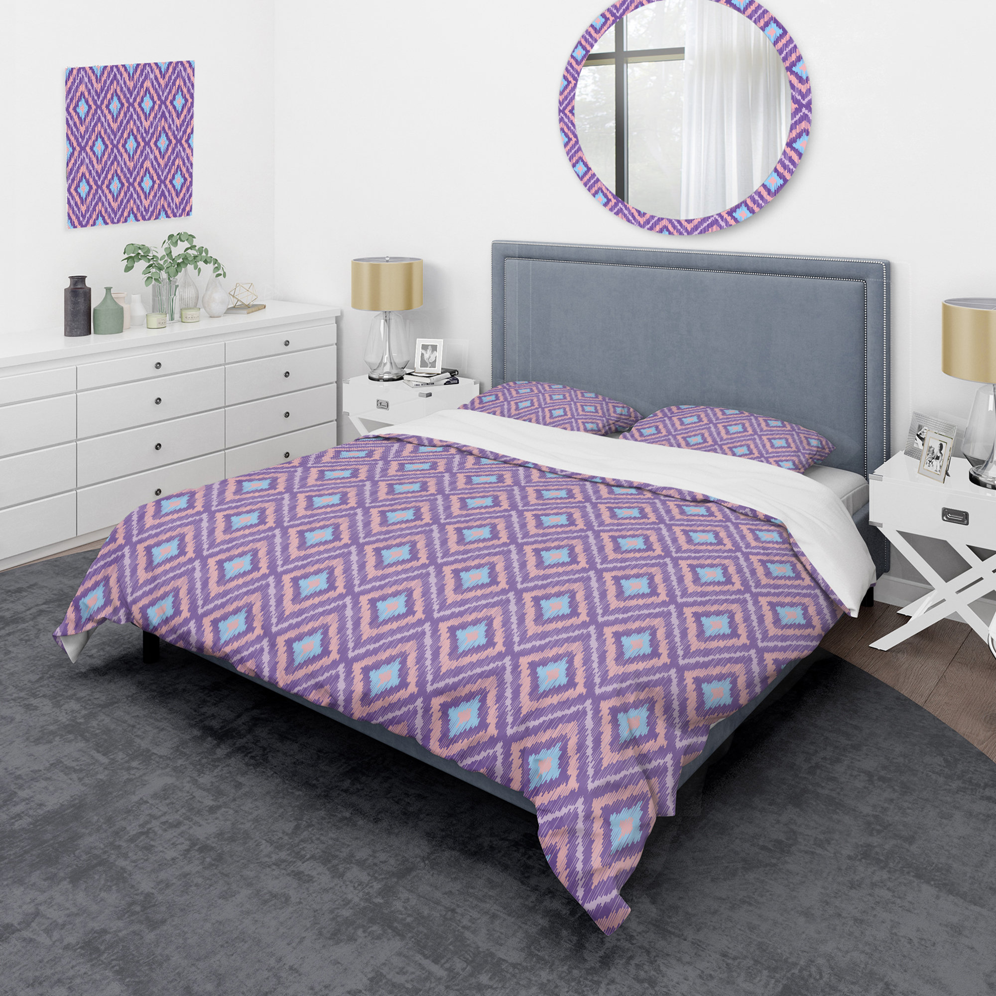 Moon Purple Pattern Print Duvet Cover Bedding Set