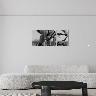 Cycle Wall Decor Bicycle Sport Wall Art Cycle Canvas Artwork Black And White Posters Pictures For Livingroom, Gym, Office, Bedroom Ready To Hang