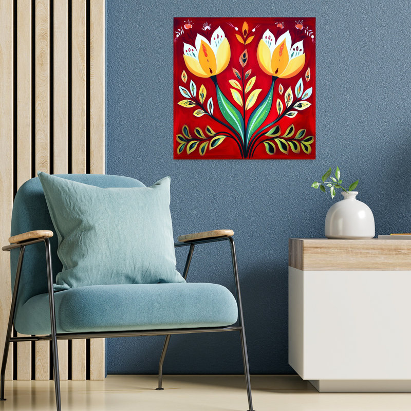 Art mural tulipe fantaisiste, H 18 po x l 18 po
