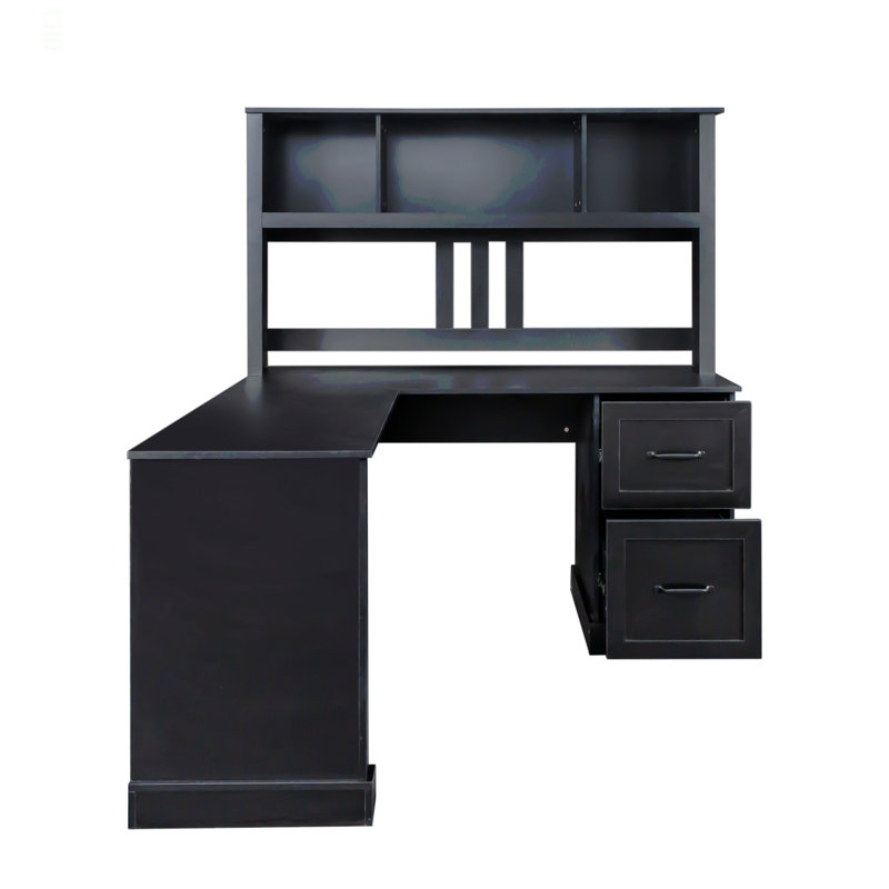 Bureau d'ordinateur à domicile avec huche, Noir