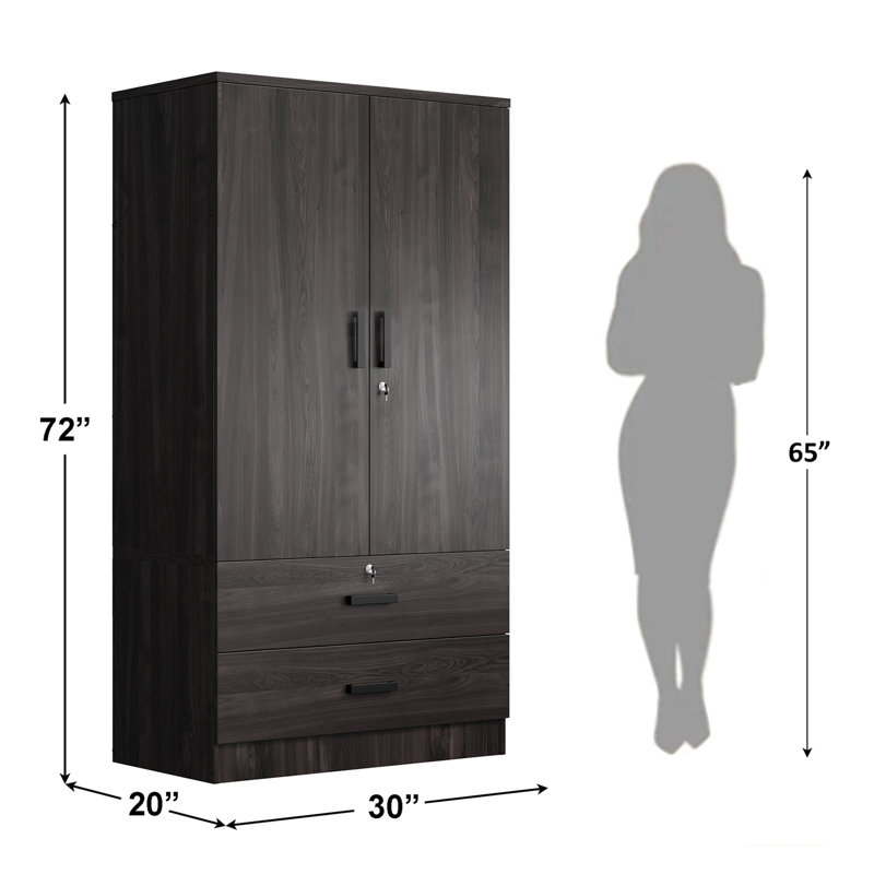 Armoire 2 portes avec 2 tiroirs Scottie, Tabac