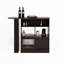 Armoire de bar moderne en noyer avec 6 boîtes de rangement et une étagère à condiments rotatifs, noyer, espaces 2 portes en verre