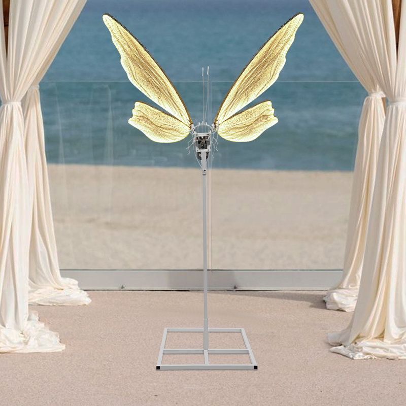 31.5 Inch Modern Wedding Electric Butterfly Floor Lamp Wedding Road Guide LED Standing Lamp Gold Warm, Gold Warm