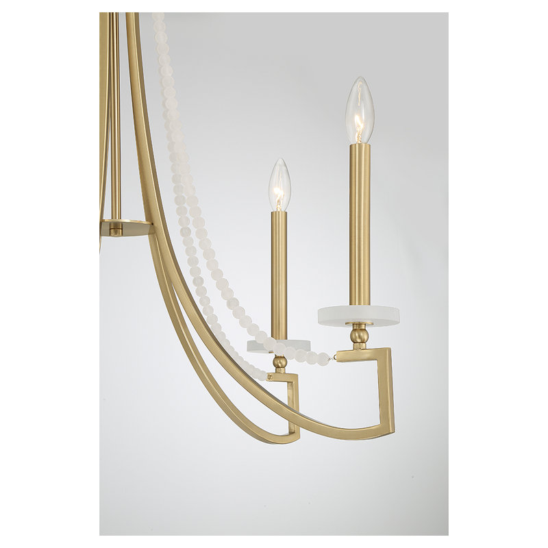 Helen Warm Brass 5-Light Chandelier with Frosted Beads