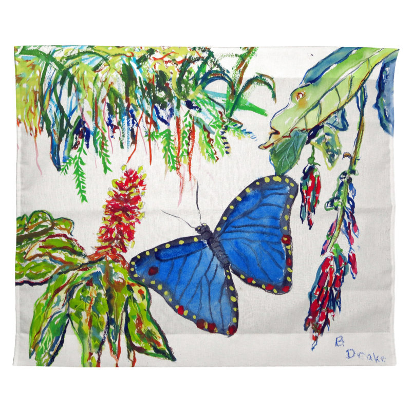 Suspension murale morpho et fleurs