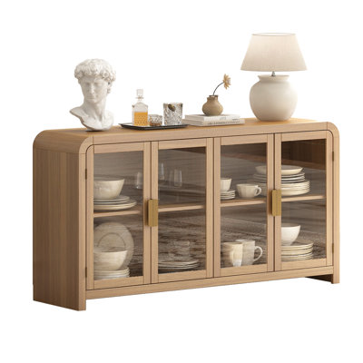 Cevat 60'' Boho Buffets & Sideboards with Sideboard Cabinet with 4 Glass Doors