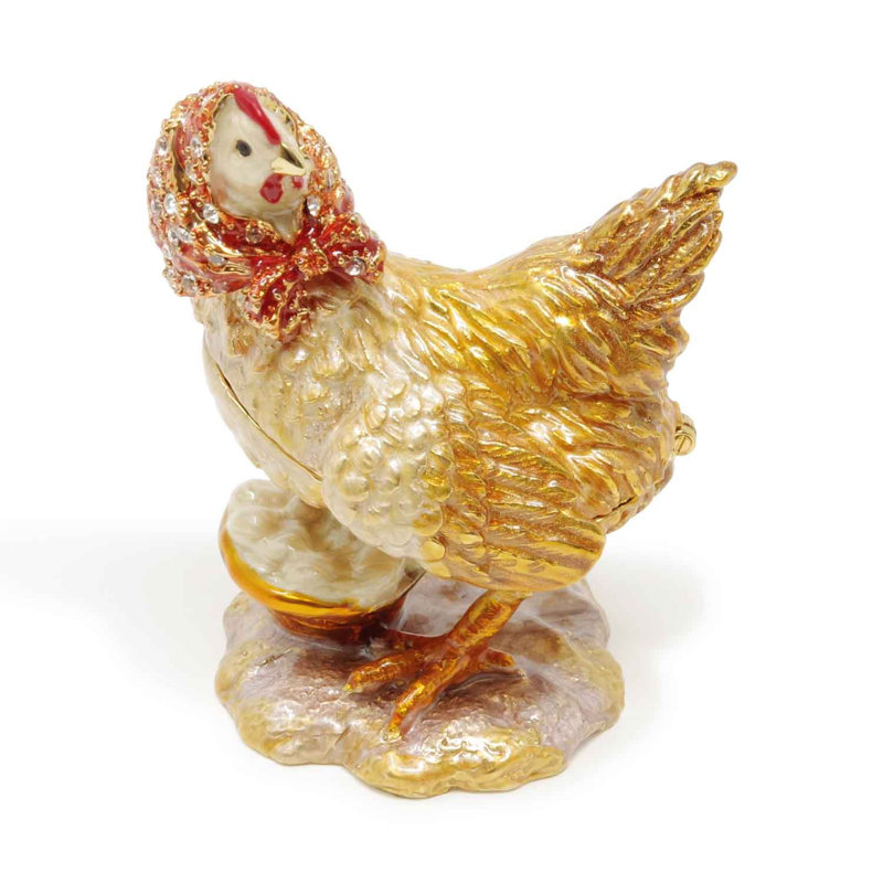 Boîte à bijoux poule avec œufs
