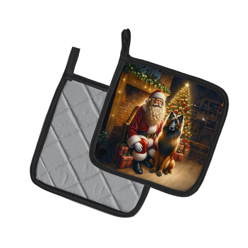Caroline's Treasures Moments With Santa Polyester Potholder Set