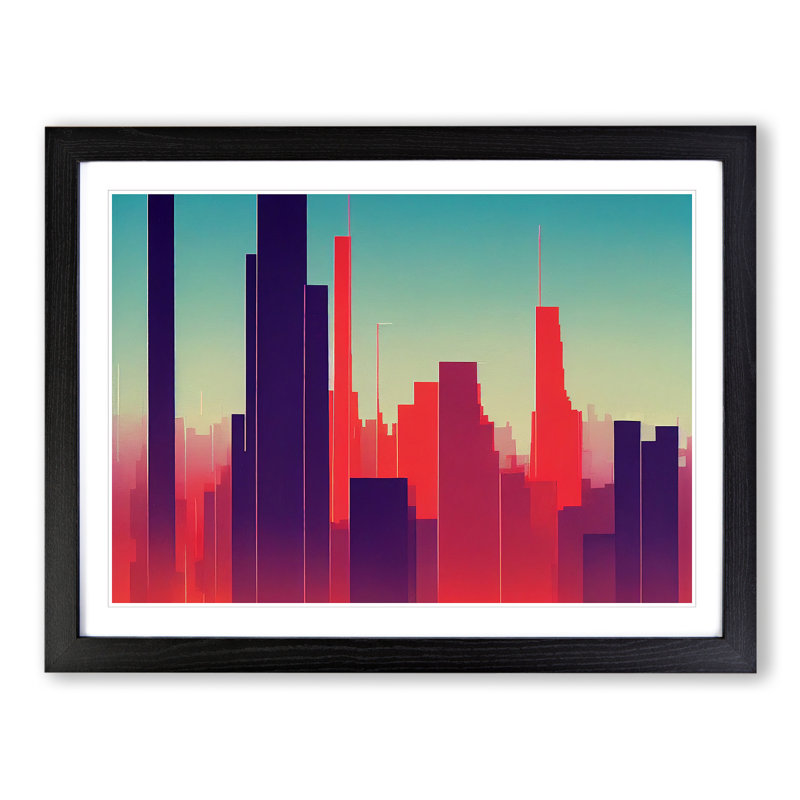 Sensational City Skyline Architecture Abstract - Framed Print, Black, 46cm H x 64cm W x 2cm D
