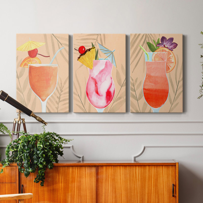 «Tropical Cocktail I», ensemble de 3 toiles tendues, H 48 po x l 96 po x P 1 po