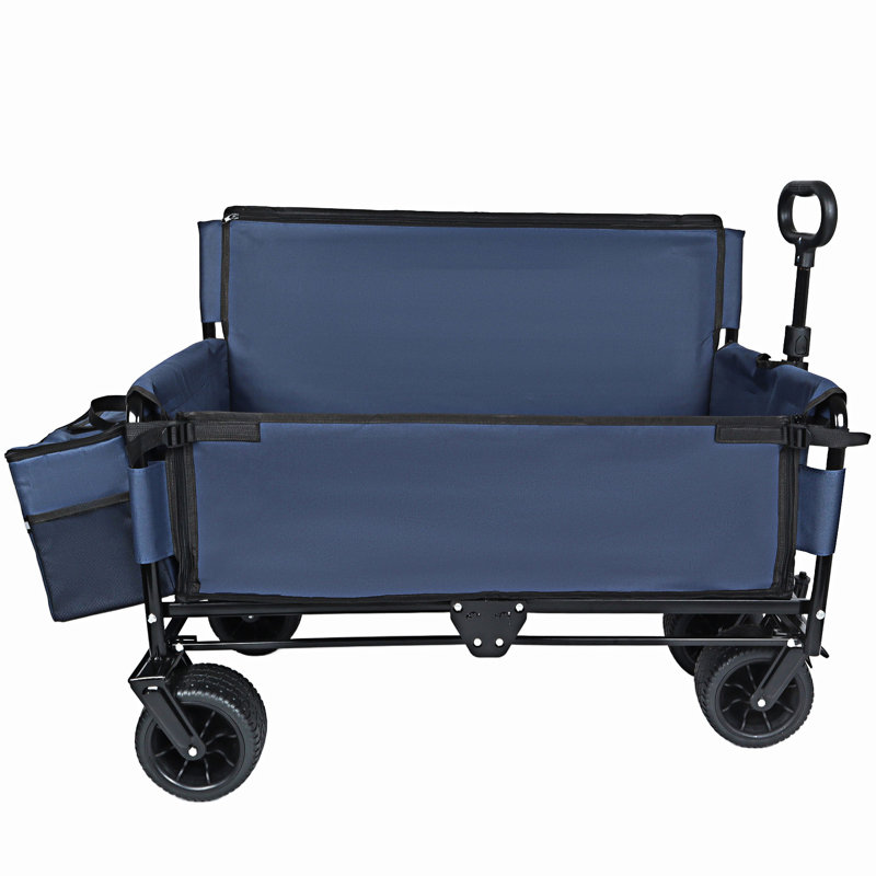 Folding Wagon Cart With Bench Sea, Dark Blue