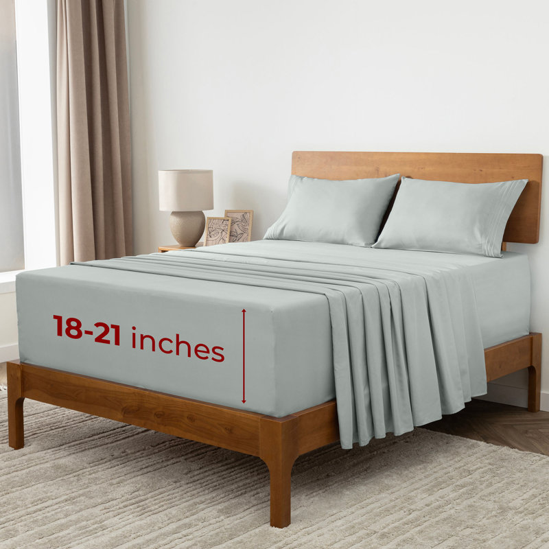 Ensemble de draps 1800 Mellanni, Ensemble de draps pour grand lit avec 2 taies d'or, Menthe spa