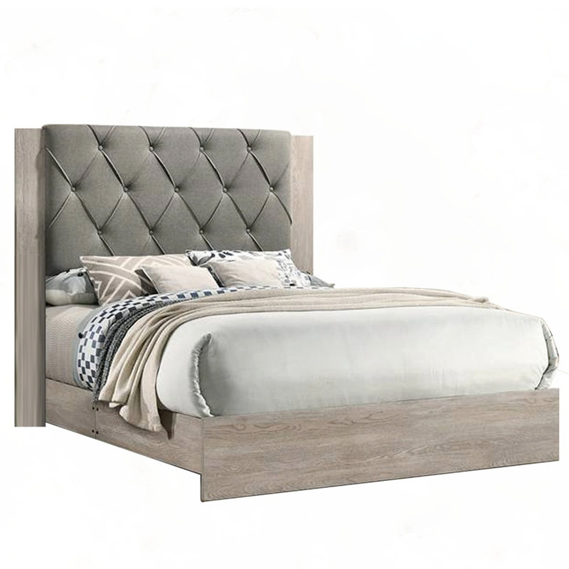 Tête de lit contemporaine capitonnée 1pc, Crème/gris