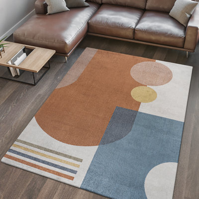 Graycen Modern Contemporary Collage Machine-Washable Cream/Multi Rug