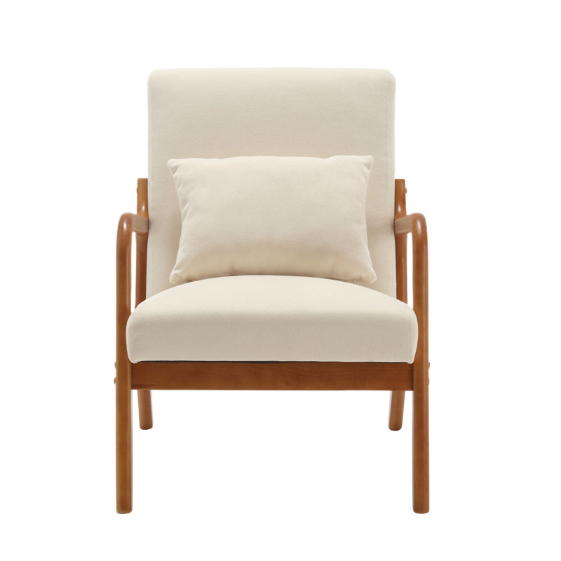 Fauteuil d'appoint COOLMORE, fauteuils de salon rembourrés en bois massif avec un coussin pour le salon, la chambre à coucher et la chambre d'amis