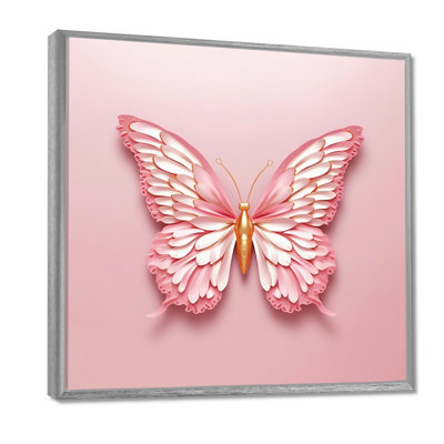 Décoration murale papillon rose et or III