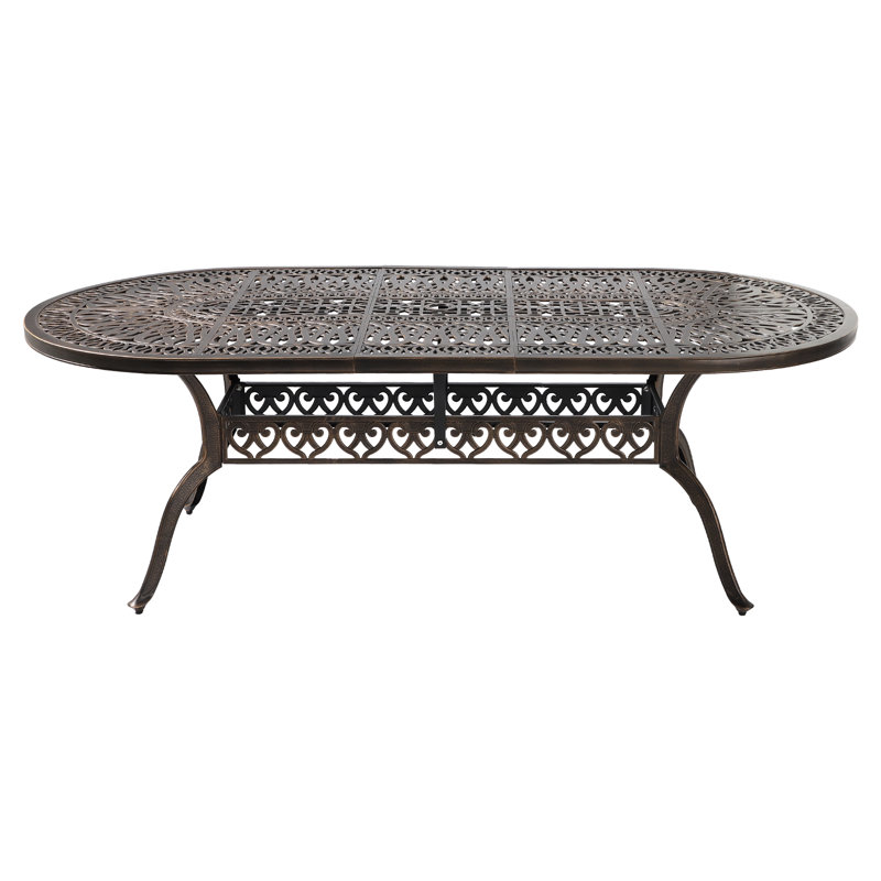 Hammitt Oval Metal Outdoor Dining Table With Umbrella Hole , 86.61'' in. W 41.34'' in. D