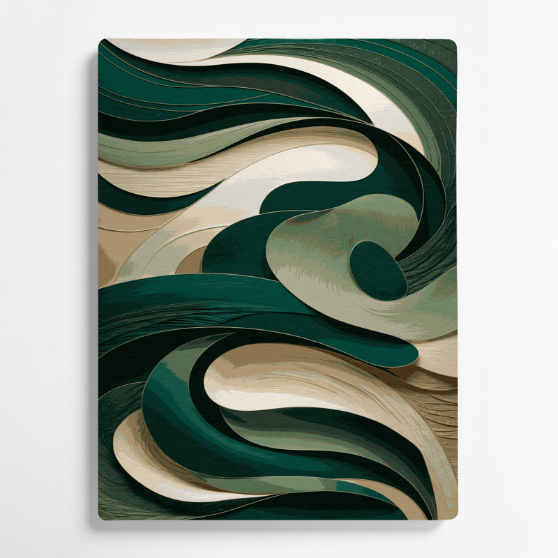 Art mural abstrait en métal vert 47, H 11 po x l 14 po