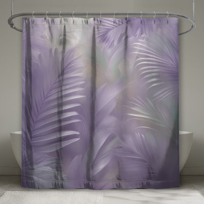 Lavender Palm Leaves Shower Curtains Extra Long