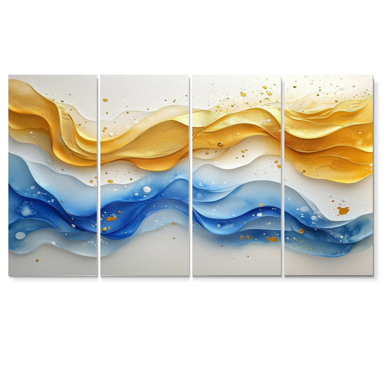Allender - art mural vagues côtières - décoration murale nautique, H 28 po x l 48 po, 4