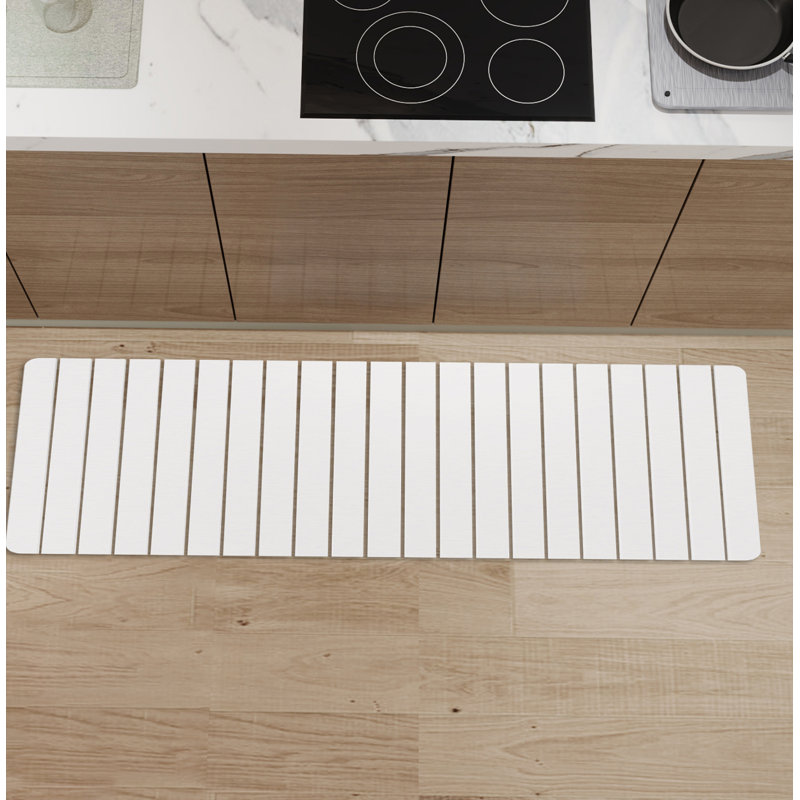 Dianeli Water Resistant Kitchen Mat, Natural White