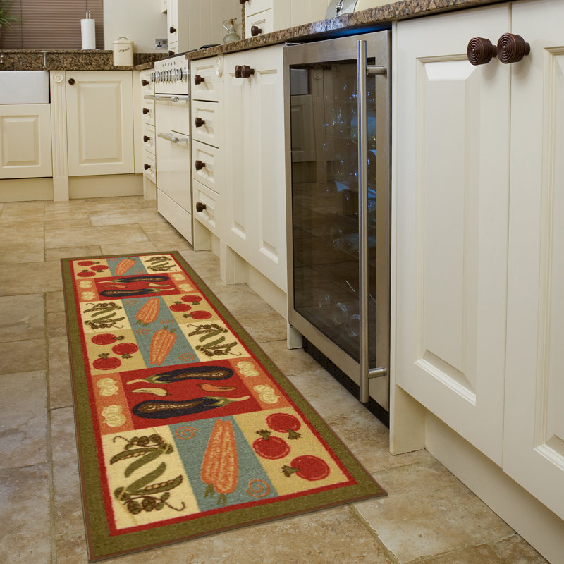 Non-Slip Rubberback Vegetables Kitchen Runner Rug, Runner 1'8" x 4'11"