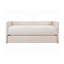 Lit de jour moderne en tissu beige avec couchette, cadre en bois et design polyvalent pour un usage domestique-1099352154