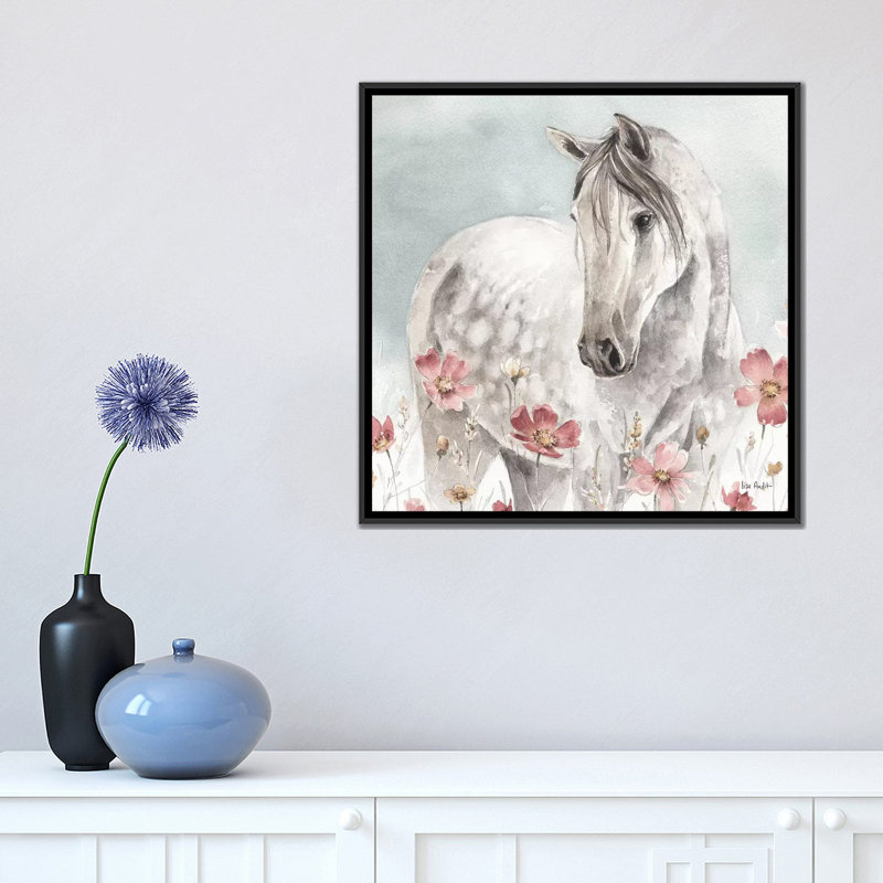 « wild cheval iv », reproduction sur toile, H 18 po x l 18 po x P 1,5 po, Toile avec cadre noir, Pas de tapis