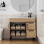 Meuble-lavabo de 100 cm avec lavabo intégré, style moderne, 2 portes, 2 grands tiroirs, fermeture amortie, poignées et pieds en métal noir