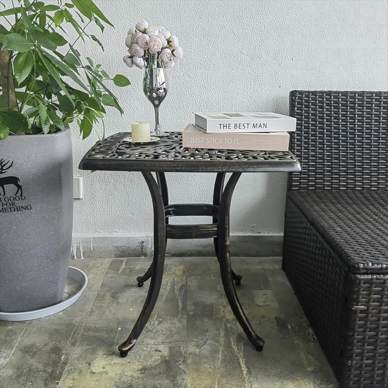 Weather-Resistant Aluminum Side Table – End Table For Patio, Backyard, Poolside & Indoor Use With Easy Maintenance Design
