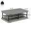 Table basse en bois 55,1 "avec pieds noirs, 2 tablettes de rangement ouvertes, table de salon moderne, gris-49572698