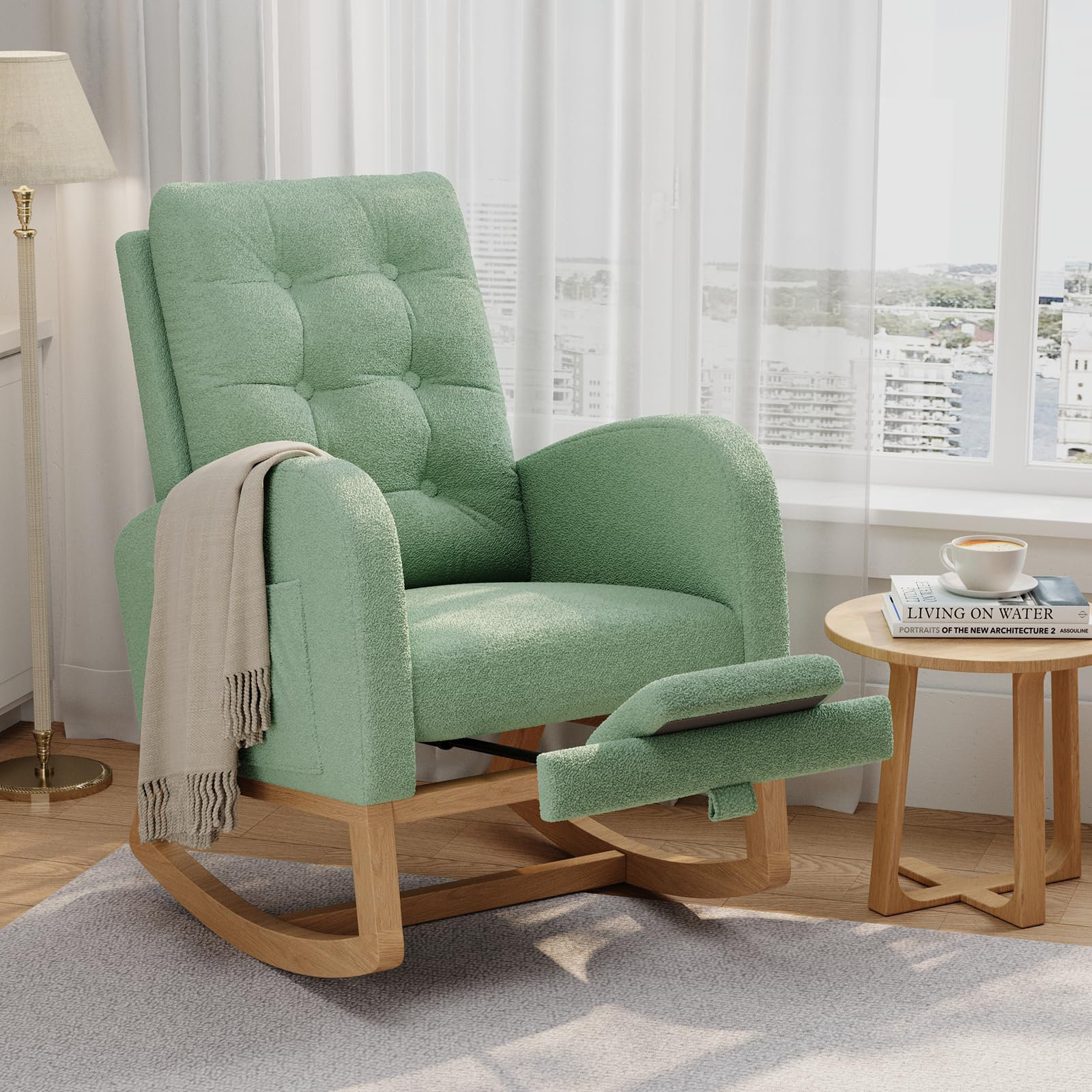 Latitude Run® High-Back Nursery Rocking Chair with Adjustable Footrest ...